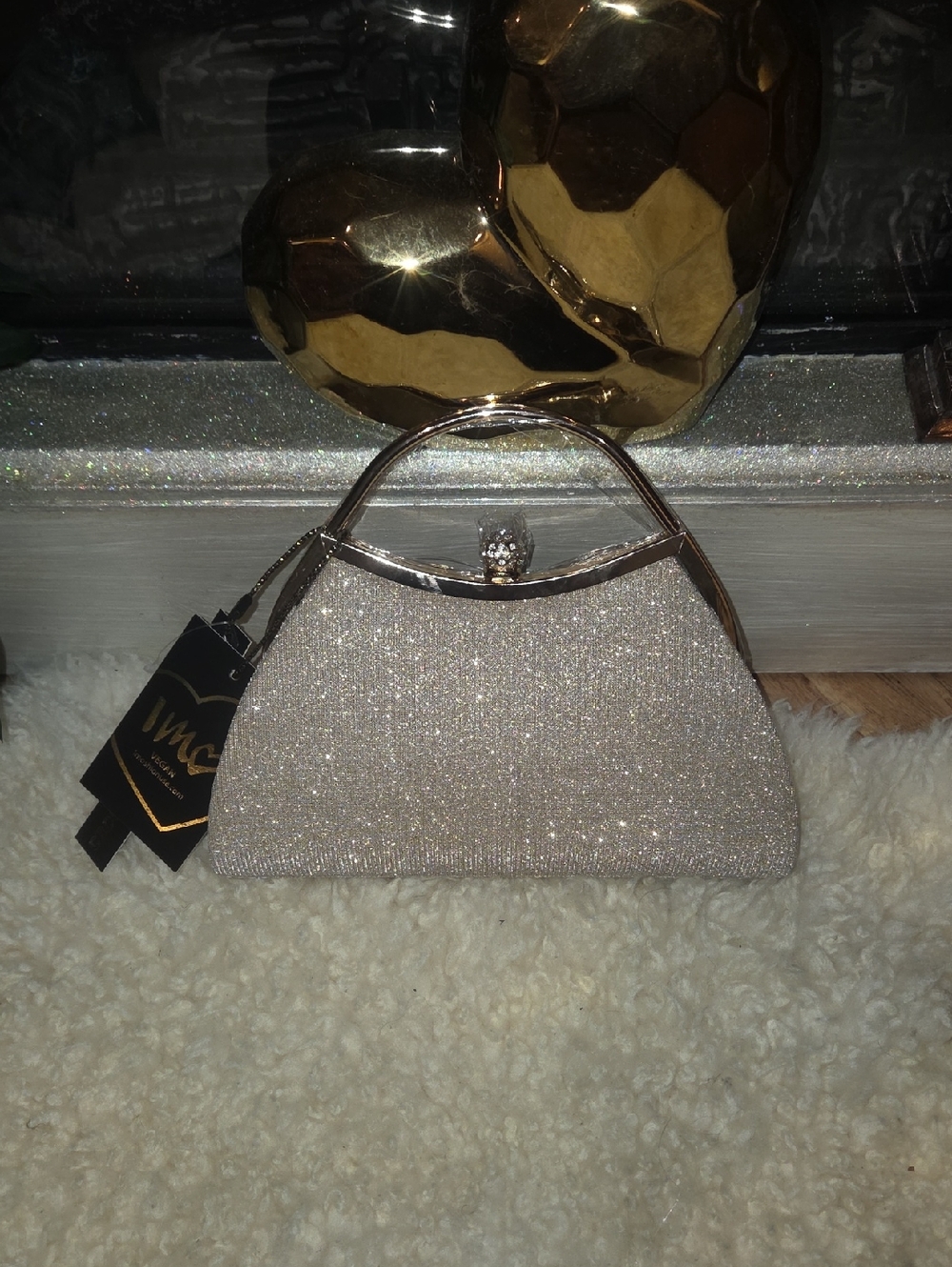 Sparkle Clutch Bag in Champagne